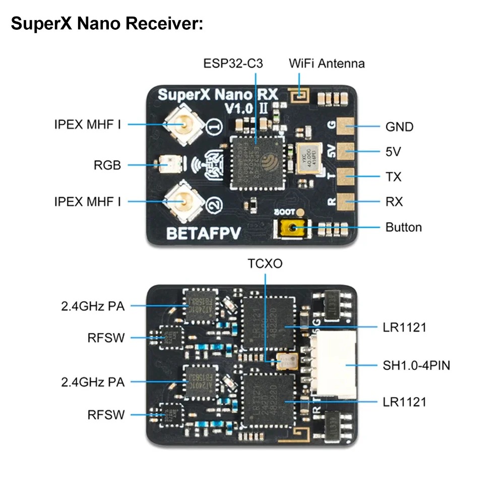جهاز استقبال BETAFPV SuperX Na - مراجعة Esp32 C3 وسعره